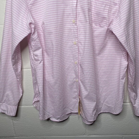 Duluth Trading Co Wrinklefighter Button Up Shirt Top Womens XL Pink White - Picture 5 of 8